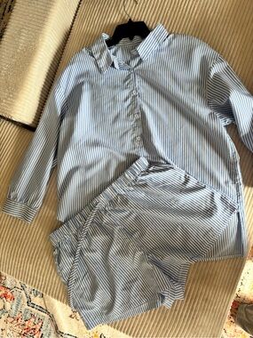 Kids Blue Stripe Pajama Set - Classic Blue
